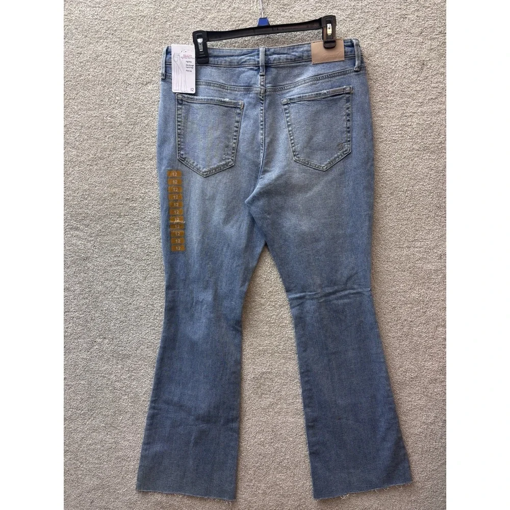 Seven 7 Jeans Wmns 12 (Fits 33x32) Blue Denim Distressed Felicity Slim Flare NEW - Picture 3 of 10